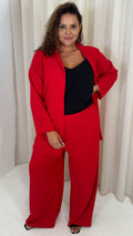 CurveWow Crepe Relaxed Wide Leg Trouser Cherry Red