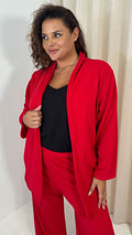 CurveWow Crepe Relaxed Blazer Cherry Red