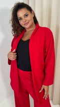 CurveWow Crepe Relaxed Blazer Cherry Red