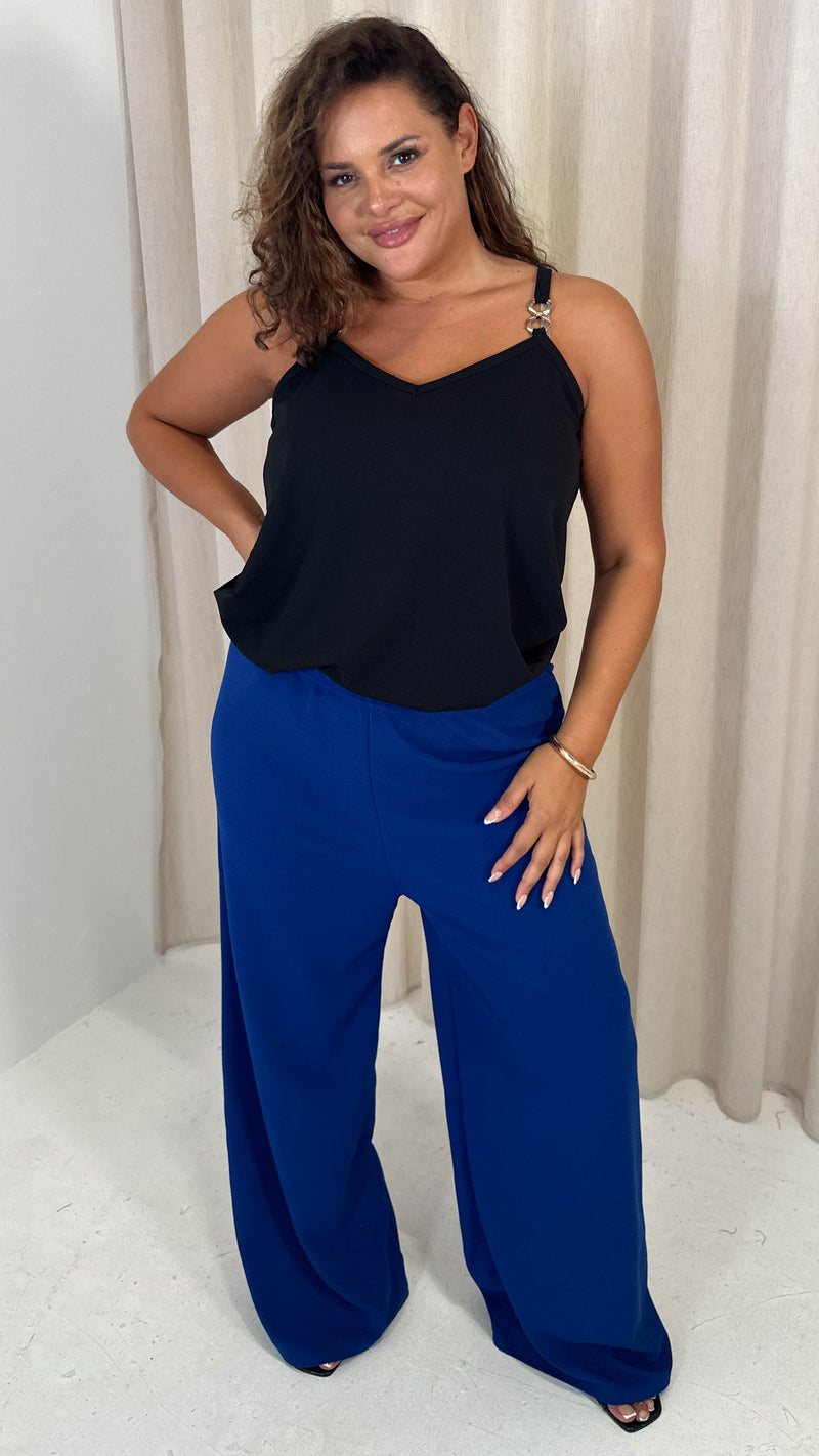 CurveWow Crepe Relaxed Wide Leg Trouser Cobalt Blue