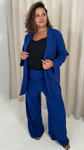 CurveWow Crepe Relaxed Wide Leg Trouser Cobalt Blue