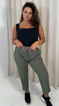 CurveWow Ribbed Lounge Jogger Khaki