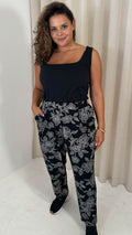 CurveWow Printed Hareem Trouser Black Mono Print