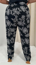 CurveWow Printed Hareem Trouser Black Mono Print