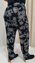 CurveWow Printed Hareem Trouser Black Mono Print