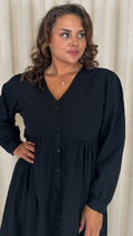 CurveWow Smock Button Front Dress Black