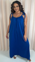 CurveWow Tie Strap Maxi Dress Blue