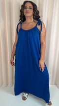 CurveWow Tie Strap Maxi Dress Blue