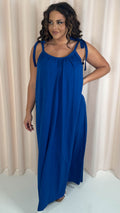 CurveWow Tie Strap Maxi Dress Blue