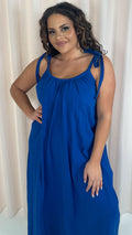 CurveWow Tie Strap Maxi Dress Blue