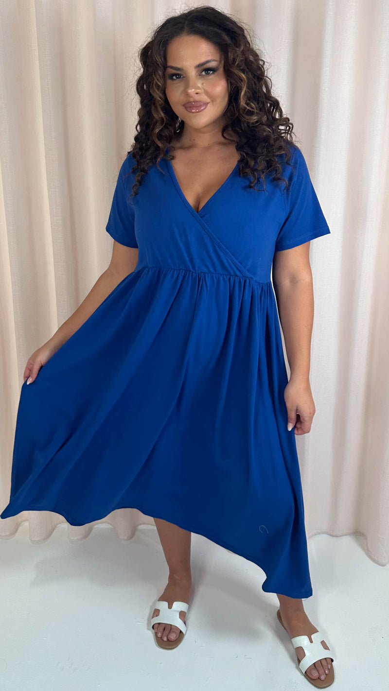 CurveWow Wrap Midi Dress Blue