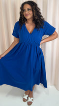 CurveWow Wrap Midi Dress Blue