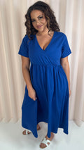 CurveWow Wrap Midi Dress Blue