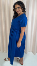 CurveWow Wrap Midi Dress Blue