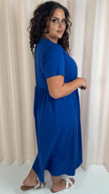 CurveWow Wrap Midi Dress Blue