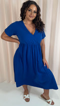 CurveWow Wrap Midi Dress Blue