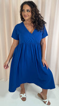 CurveWow Wrap Midi Dress Blue