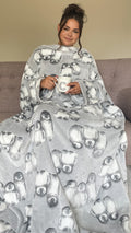 Penguin Luxury Sleeved Blanket Grey