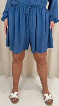 CurveWow Tie Waist Short Blue