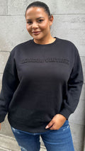 CurveWow Embossed 'London Vintage' Sweatshirt Black