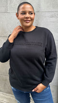 CurveWow Embossed 'London Vintage' Sweatshirt Black