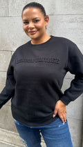 CurveWow Embossed 'London Vintage' Sweatshirt Black