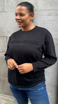 CurveWow Embossed 'London Vintage' Sweatshirt Black