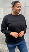 CurveWow Embossed 'London Vintage' Sweatshirt Black