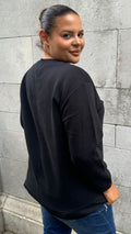 CurveWow Embossed 'London Vintage' Sweatshirt Black