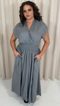 CurveWow Wrap Front Sundress Grey