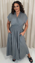 CurveWow Wrap Front Sundress Grey