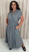 CurveWow Wrap Front Sundress Grey