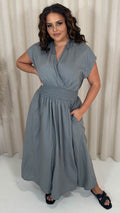 CurveWow Wrap Front Sundress Grey