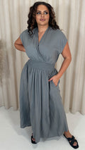 CurveWow Wrap Front Sundress Grey