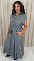 CurveWow Wrap Front Sundress Grey