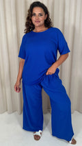 CurveWow Knit Drop Wideleg Trousers Royal Blue