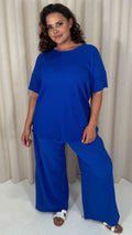 CurveWow Knit Drop Shoulder Tunic Top Royal Blue