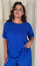 CurveWow Knit Drop Shoulder Tunic Top Royal Blue