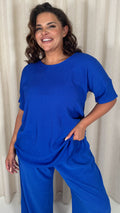 CurveWow Knit Drop Shoulder Tunic Top Royal Blue