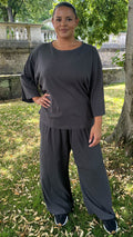 CurveWow Oversized Wide Leg Lounge Set Charcoal