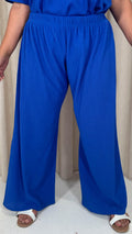 CurveWow Knit Drop Wideleg Trousers Royal Blue