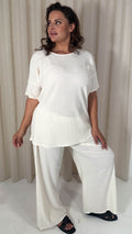 CurveWow Knit Drop Shoulder Tunic Top Cream