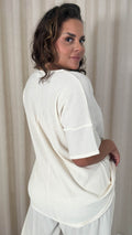 CurveWow Knit Drop Shoulder Tunic Top Cream