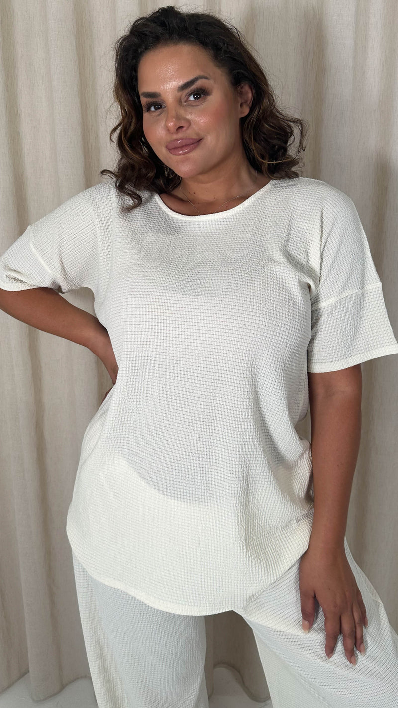 CurveWow Knit Drop Shoulder Tunic Top Cream