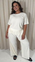 CurveWow Knit Drop Wideleg Trousers Cream