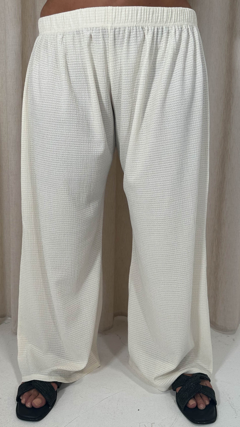 CurveWow Knit Drop Wideleg Trousers Cream