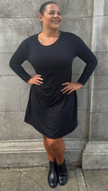 CurveWow Long Sleeve Swing Dress Black