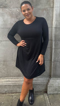 CurveWow Long Sleeve Swing Dress Black