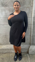 CurveWow Long Sleeve Swing Dress Black