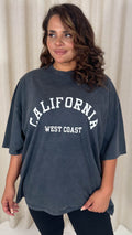 CurveWow Acid Wash Slogan Oversized T-Shirt Grey